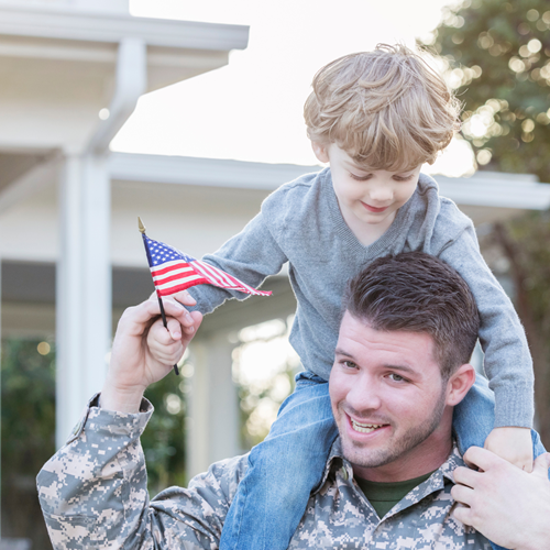 A veteran with his son